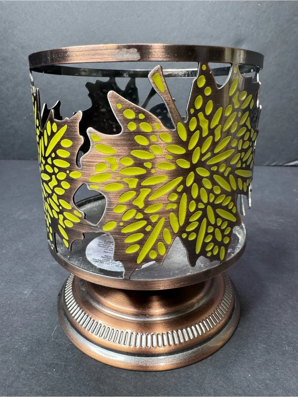 Bath & Body Works 3-Wick Candle Holders Set of 2 Silver Snowflake Bronze Leaf